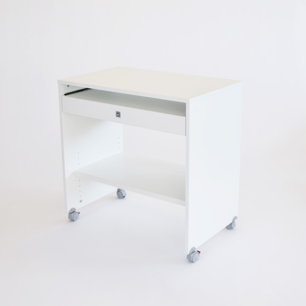 Scrivania Per Computer 119 Cm MoNiBloom | Con Borsa Portaoggetti Laterale | Struttura In Ferro, Piano MDF Bianco